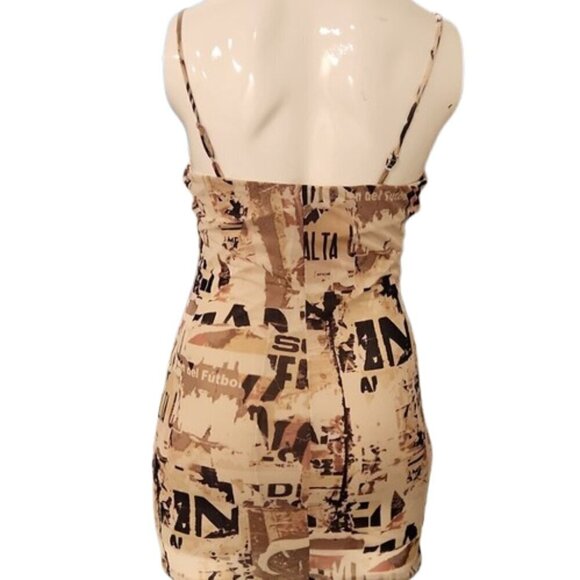 [Forever 21] Beige Print Spaghetti Strap Dress - Size L - Picture 3 of 8